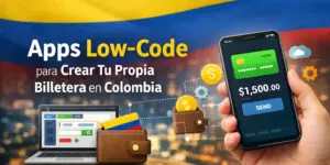 Aplicativo de carteira financeira em smartphone com fundo colombiano