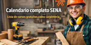 Jovem marceneiro sorrindo em oficina, usando EPI e segurando tábua