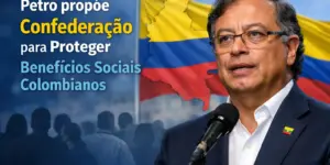 Palestrante discursa sobre benefícios sociais da Colômbia