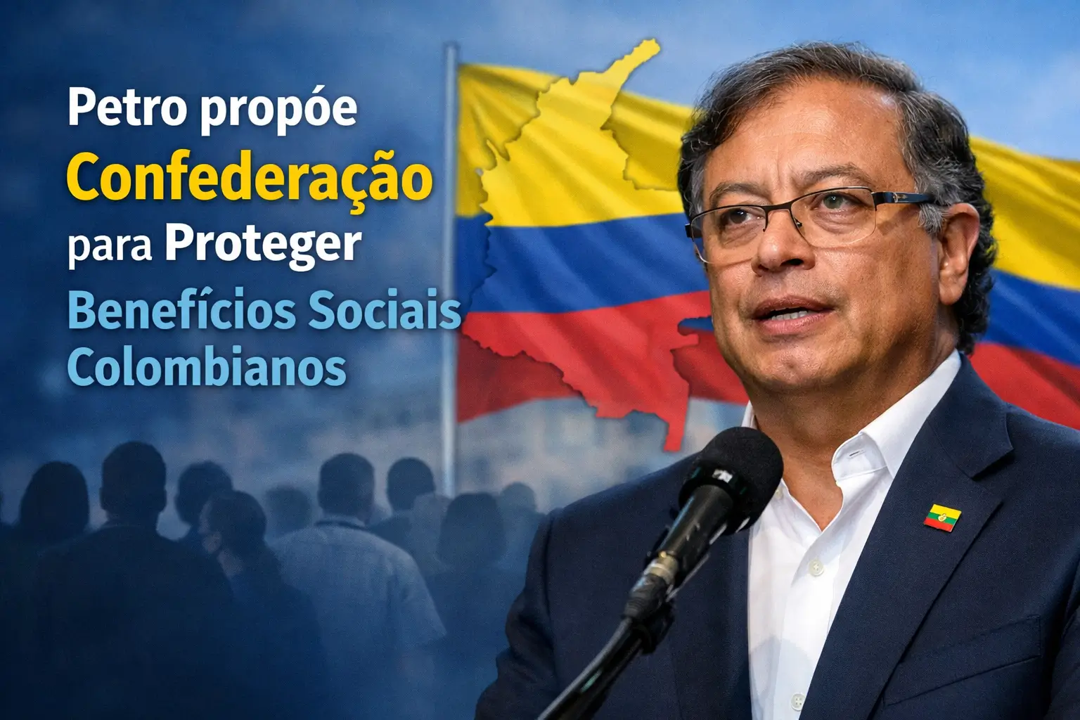 Palestrante discursa sobre benefícios sociais da Colômbia