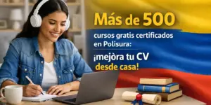 Mulher estudando com cursos gratuitos da Polisura em 2026