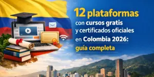 Educação financeira para brasileiros 2026: bandeira colombiana e laptop