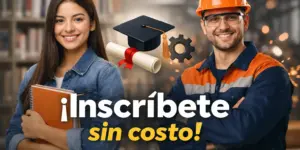 Mulher com cadernos e homem com capacete, educação financeira 2026