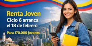 Jovem brasileira com smartphone e caderno diante de cidade e montanhas