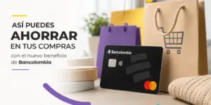 Cartão Mastercard e sacolas de compras com benefício Bancolombia 2026