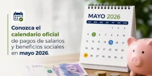 Cena de mesa com calendário maio 2026, cofre porquinho e moedas