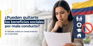 Jovem mulher pondera benefícios sociais na Colômbia