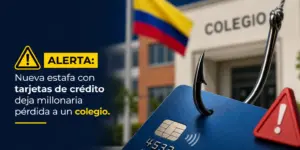 Cartão de crédito em anzol com escola e bandeira colombiana