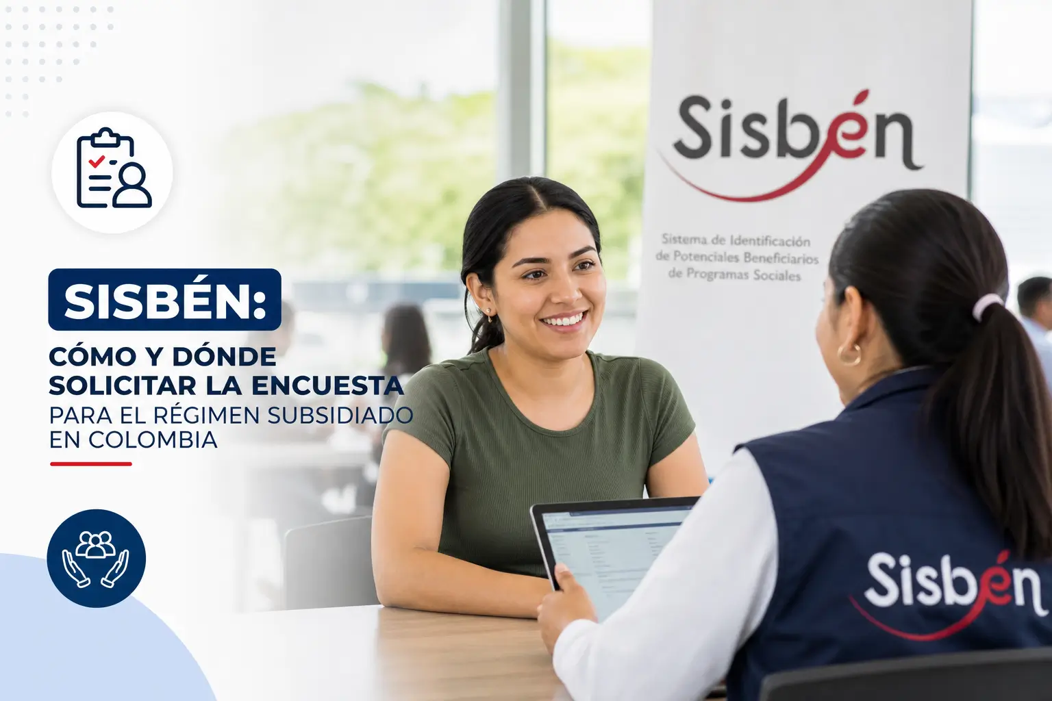 Duas mulheres discutindo o programa Sisbén em 2026