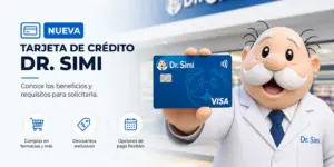 Dr. Simi com cartão de crédito Visa em farmácia