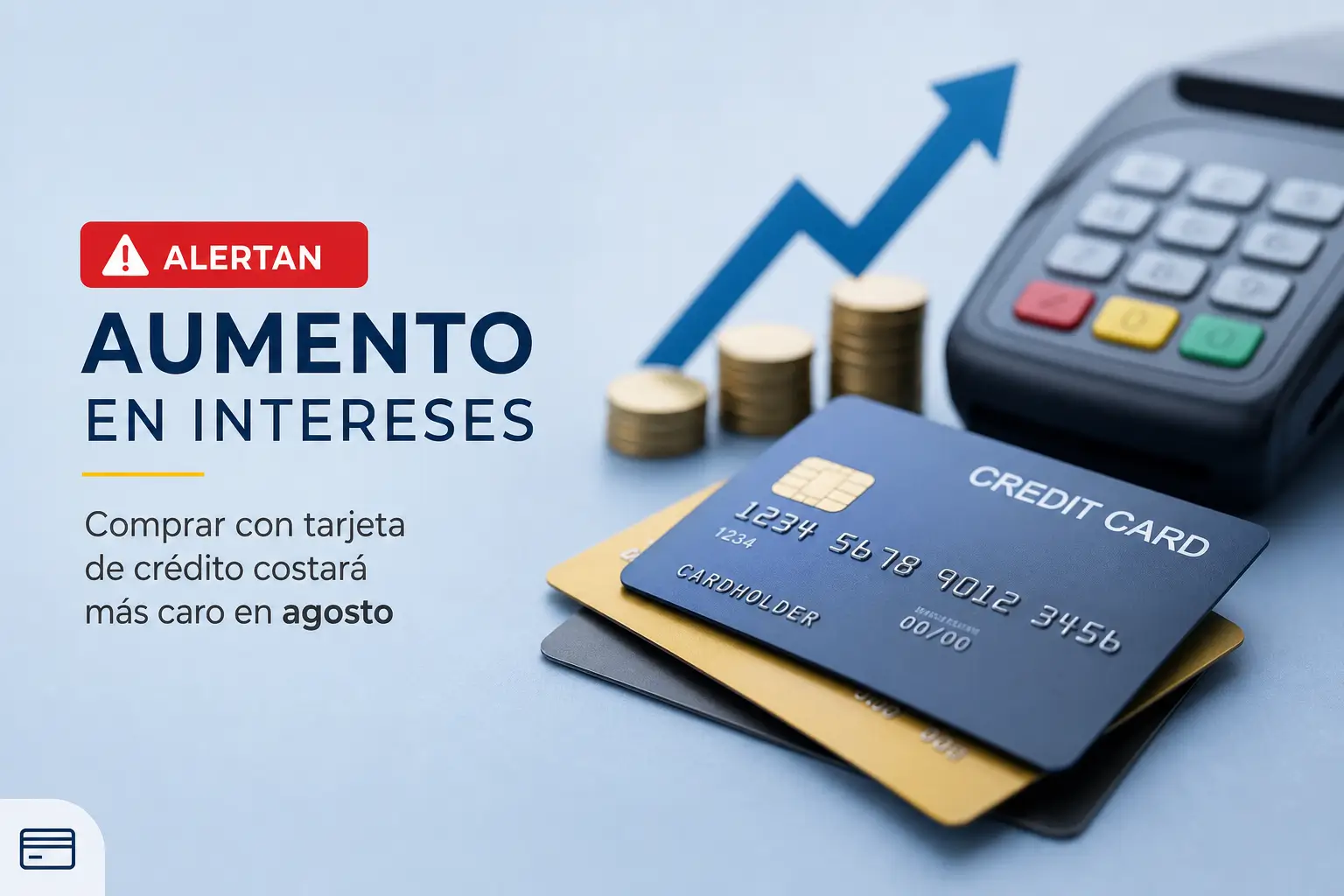 Alerta aumento em juros: cartões e moedas em fundo financeiro