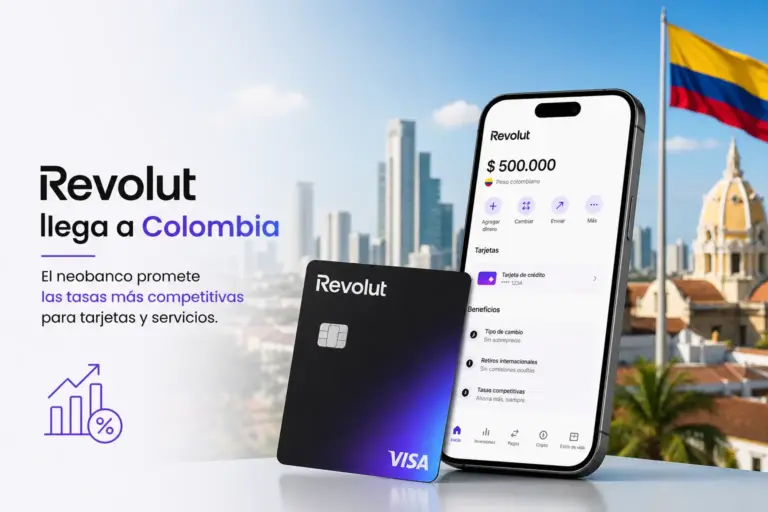 Cartão Revolut e aplicativo na Colômbia com bandeira colombiana